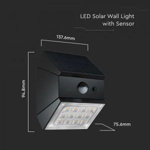 Applique LED Solare 2,5W CCT 3000K 4000K 6000K IP65 Sensore PIR V-TAC VT-11025CCT - foto 6