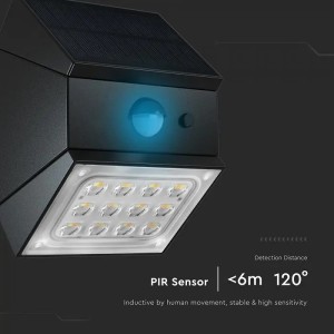 Applique LED Solare 2,5W CCT 3000K 4000K 6000K IP65 Sensore PIR V-TAC VT-11025CCT - foto 11