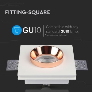 Portafaretto LED da incasso quadrato GU10 GU5.3 gesso bianco oro rosa V-TAC VT-866-GSQ - foto 2
