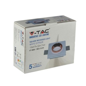Portafaretto LED da incasso quadrato GU10 GU5.3 gesso bianco oro rosa V-TAC VT-866-GSQ - foto 3