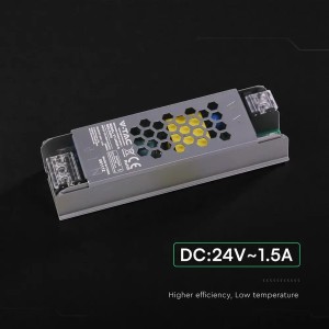 Alimentatore LED slim 36W 24V 1.5A in metallo IP20 V-TAC VT-24035-S - foto 3