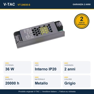 Alimentatore LED slim 36W 24V 1.5A in metallo IP20 V-TAC VT-24035-S - foto 5