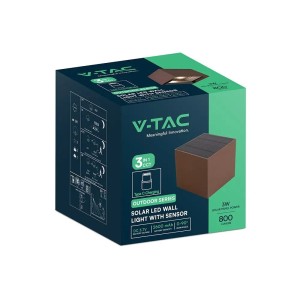 Applique LED solare 9W sensore PIR, CCT 3000-5000K, IP65, marrone V-TAC VT-409CCT - foto 2