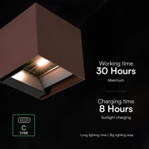 Applique LED solare 9W sensore PIR, CCT 3000-5000K, IP65, marrone V-TAC VT-409CCT - foto 6