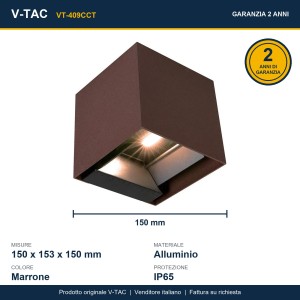 Applique LED solare 9W sensore PIR, CCT 3000-5000K, IP65, marrone V-TAC VT-409CCT - foto 17
