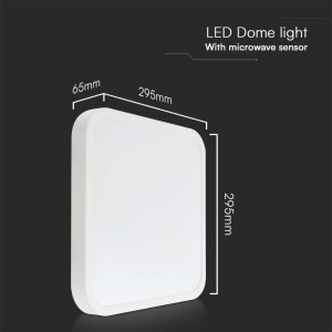 Plafoniera LED quadrata 18W 4000K con telecomando e sensore microonde IP44 V-TAC VT-8618S - foto 12