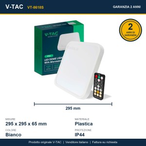 Plafoniera LED quadrata 18W 4000K con telecomando e sensore microonde IP44 V-TAC VT-8618S - foto 14