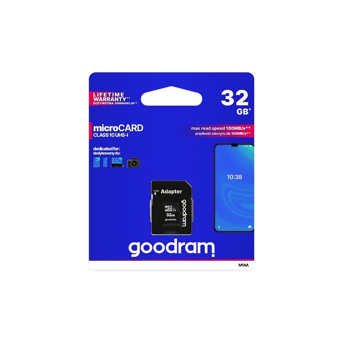 microSD 32GB CARD class 10 UHS I + adapter - retail blister microSD 32GB CARD class 10 UHS I + adapter - retail blister