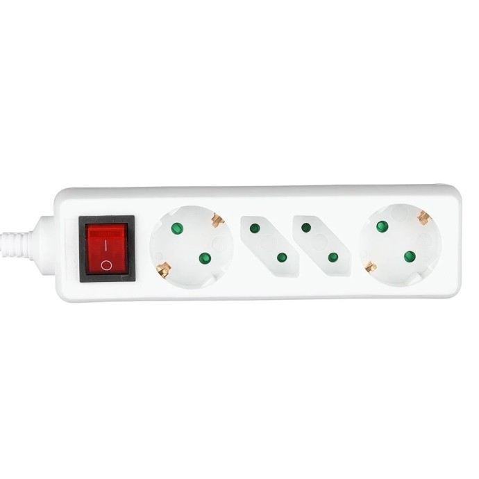 Multipresa 4 posti con interruttore bianca cavo 1,5 m 3G 1.5mm2 V-TAC VT-1117