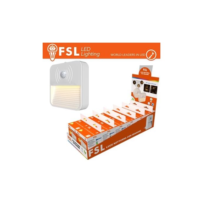 Luce notturna quadrata con sensore di movimento bispina con espositore