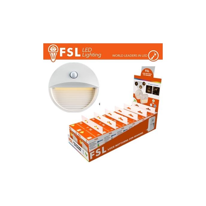 Luce notturna tonda con sensore di movimento bispina con espositore
