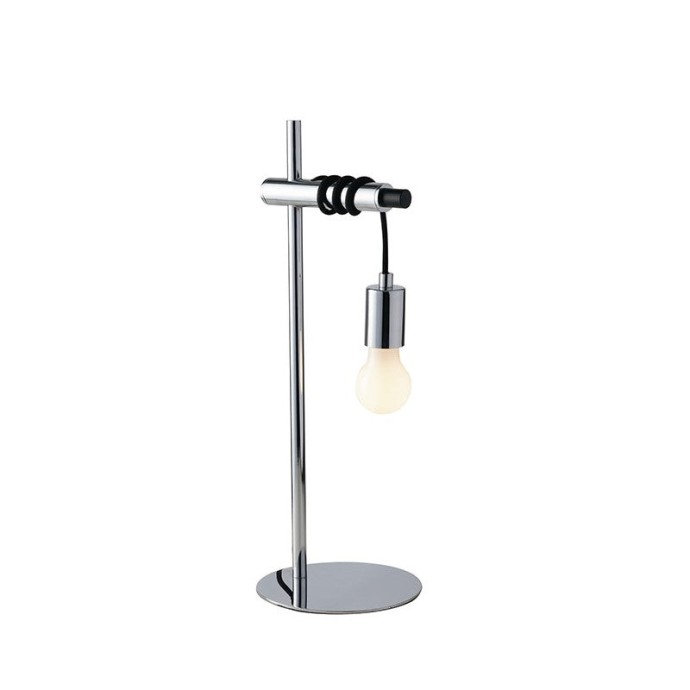 Lampada da tavolo ADMIRAL cromo E27 con cavi in tessuto, Luce Ambiente e Design