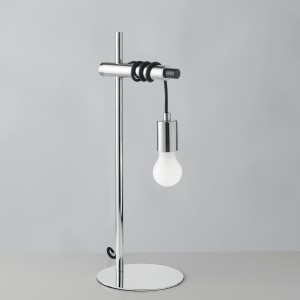 Lampada da tavolo ADMIRAL cromo E27 con cavi in tessuto, Luce Ambiente e Design - foto 3