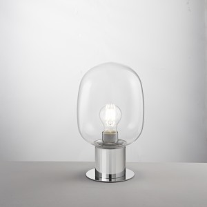 Lampada da tavolo Fellini E27 cromo con diffusore in vetro 18 cm Luce Ambiente e Design - foto 2