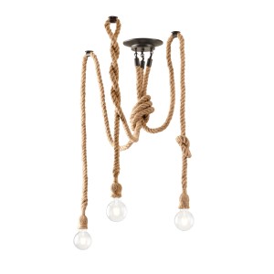 Plafoniera ROPE 3 luci E27 in canapa e metallo nero Luce Ambiente e Design - foto 4