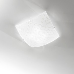 Plafoniera Quadrata in Vetro Bianco 50cm 4 Luci E27 Vector Luce Ambiente e Design - foto 3