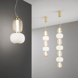 Sospensione LED 42W 3000K 4000K 6500K metallo e vetro Luce Ambiente e Design Totem - foto 2