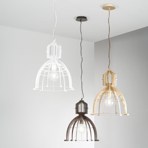 Lampadario a sospensione URBAN bianco in metallo E27 40 cm Luce Ambiente e Design - foto 2