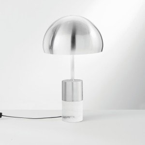 Lampada da tavolo IGEA nichel con base in marmo, 2 luci E14, Luce Ambiente e Design - foto 3