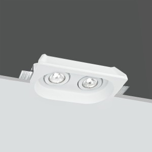 Faretto da incasso quadrato in gesso bianco verniciabile 2 luci GU10 Intec Morgana - foto 2