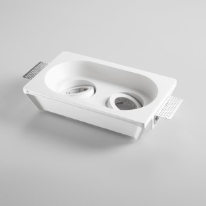 Faretto da incasso quadrato in gesso bianco verniciabile 2 luci GU10 Intec Morgana - foto 3