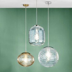 Sospensione 1 luce E27 in vetro blu acquamarina Nereide Luce Ambiente e Design - foto 2