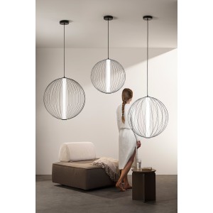 Lampada a Sospensione LED 36W CCT 2700-4000K Ø60cm Nero Sextant Luce Ambiente e Design - foto 3