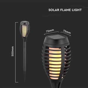 Lampada LED Solare Torcia con Picchetto 1W 2200K IP44 Nero 4 pezzi V-TAC VT-724 - foto 4