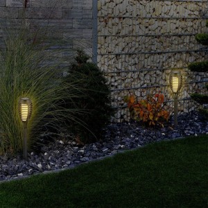 Lampada LED Solare Torcia con Picchetto 1W 2200K IP44 Nero 4 pezzi V-TAC VT-724 - foto 5