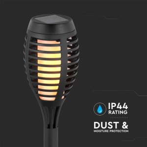 Lampada LED Solare Torcia con Picchetto 1W 2200K IP44 Nero 4 pezzi V-TAC VT-724 - foto 9