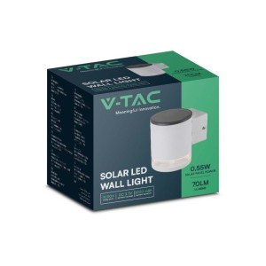 Applique LED Solare da Esterno 1W 3000K IP54 Cilindrica Bianca V-TAC VT-1139 - foto 3