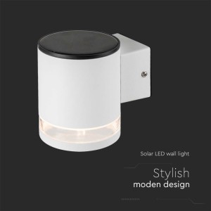 Applique LED Solare da Esterno 1W 3000K IP54 Cilindrica Bianca V-TAC VT-1139 - foto 4