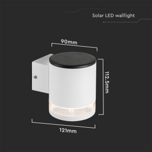 Applique LED Solare da Esterno 1W 3000K IP54 Cilindrica Bianca V-TAC VT-1139 - foto 9