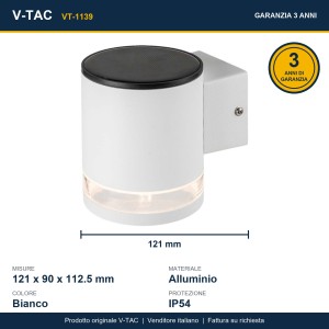Applique LED Solare da Esterno 1W 3000K IP54 Cilindrica Bianca V-TAC VT-1139 - foto 11