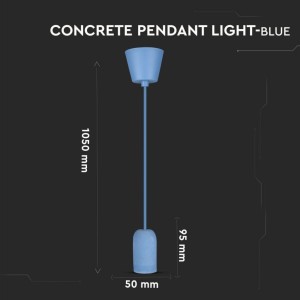 Lampadario a Sospensione in Calcestruzzo Blu E27 max 60W V-TAC VT-7668-BL - foto 3