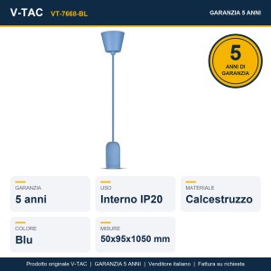 Lampadario a Sospensione in Calcestruzzo Blu E27 max 60W V-TAC VT-7668-BL - foto 8