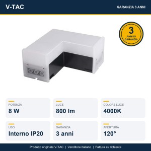 Connettore LED lineare a L 8W 4000K nero per plafoniera a sospensione V-TAC - foto 2