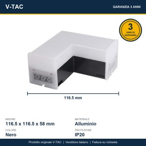 Connettore LED lineare a L 8W 4000K nero per plafoniera a sospensione V-TAC - foto 3