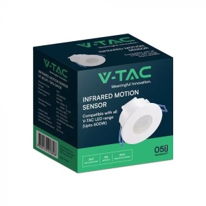 Sensore di movimento PIR 360° a incasso 8m 600W LED IP20 bianco V-TAC VT-81041 - foto 2