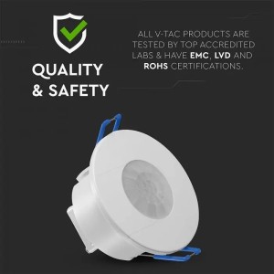 Sensore di movimento PIR 360° a incasso 8m 600W LED IP20 bianco V-TAC VT-81041 - foto 8