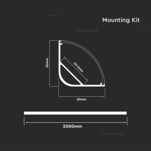Profilo Angolare Curvo per Strip LED 20.3mm in Alluminio 2 Metri, Silver, V-TAC VT-8105 - foto 3
