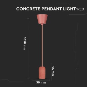 Lampadario a Sospensione in Calcestruzzo Rosso E27 Max 60W V-TAC VT-7668-R - foto 3