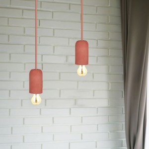 Lampadario a Sospensione in Calcestruzzo Rosso E27 Max 60W V-TAC VT-7668-R - foto 4