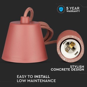 Lampadario a Sospensione in Calcestruzzo Rosso E27 Max 60W V-TAC VT-7668-R - foto 6