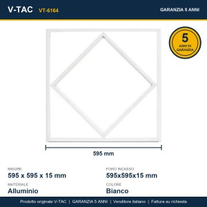 Pannello LED 64W da incasso 600x600mm 6500K bianco freddo V-TAC VT-6164 - foto 11