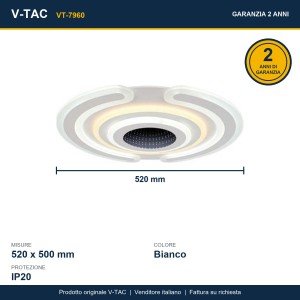 Lampadario LED 95W dimmerabile con telecomando 3000K+6000K a plafone bianco V-TAC VT-7960 - foto 9