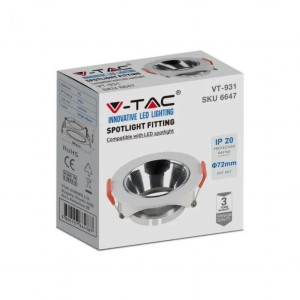 Portafaretto LED da incasso rotondo GU10 orientabile bianco V-TAC VT-931 - foto 3
