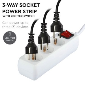 Multipresa 3 prese Schuko 16A con cavo 5m e interruttore bianco V-TAC VT-1113 - foto 3