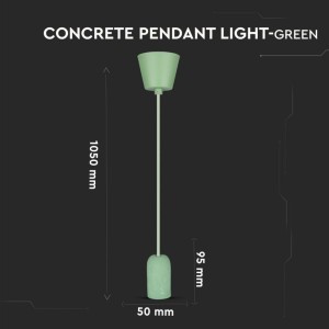 Lampadario a Sospensione in Calcestruzzo Verde E27 Max 60W IP20 V-TAC VT-7668-GN - foto 3