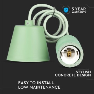 Lampadario a Sospensione in Calcestruzzo Verde E27 Max 60W IP20 V-TAC VT-7668-GN - foto 6